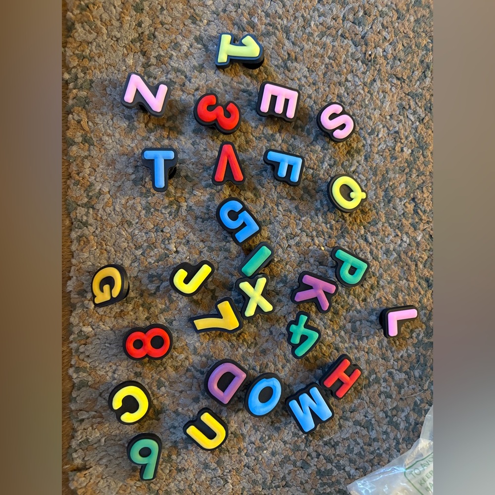 Alphabet assorted croc charms, brand new!
